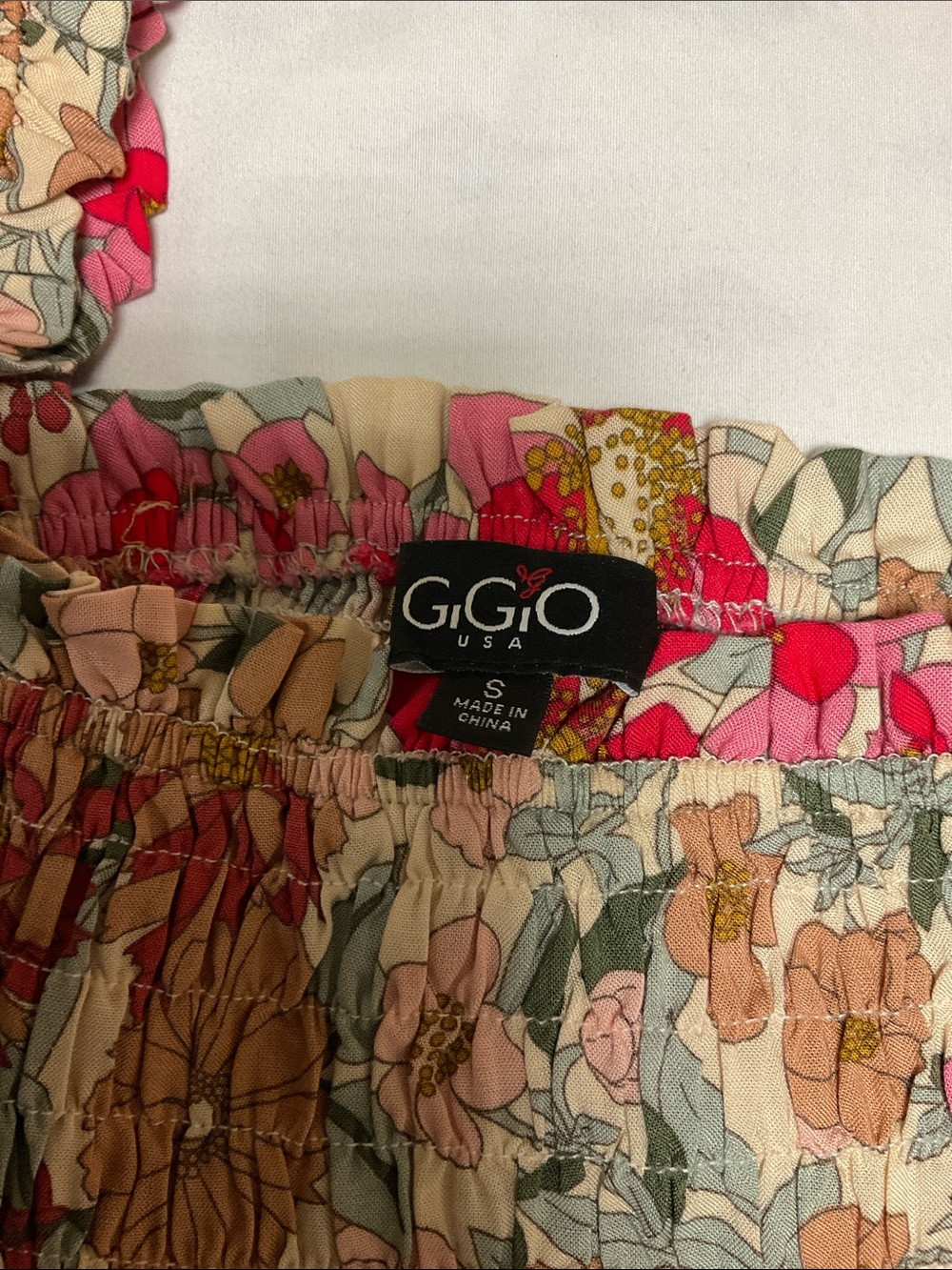 Boho Chic GiGio Floral/Leopard Print Smocked Dress - Picture 2 of 8